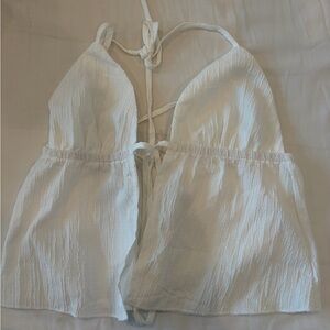 Open Tie White Women's Top